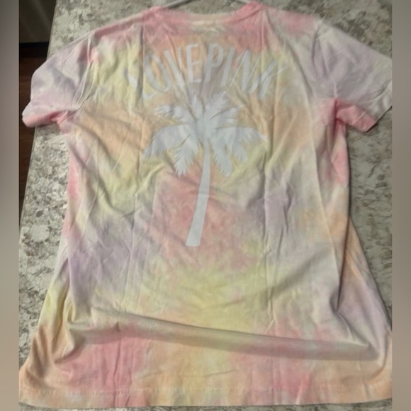 VS PINK HENLEY TEE PALM TREE TIE DYE Medium NWT - Picture 7 of 9